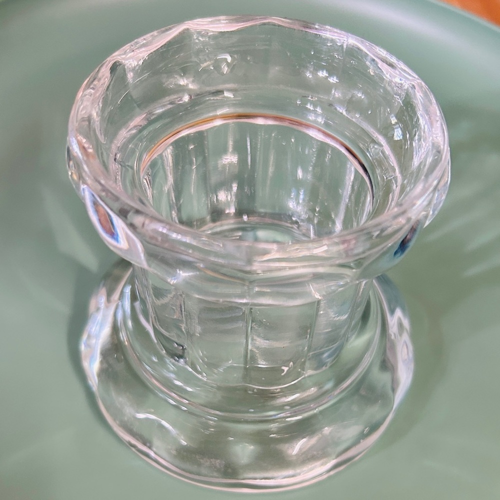 Vintage Home Interiors pedestal glass footed candle holder.